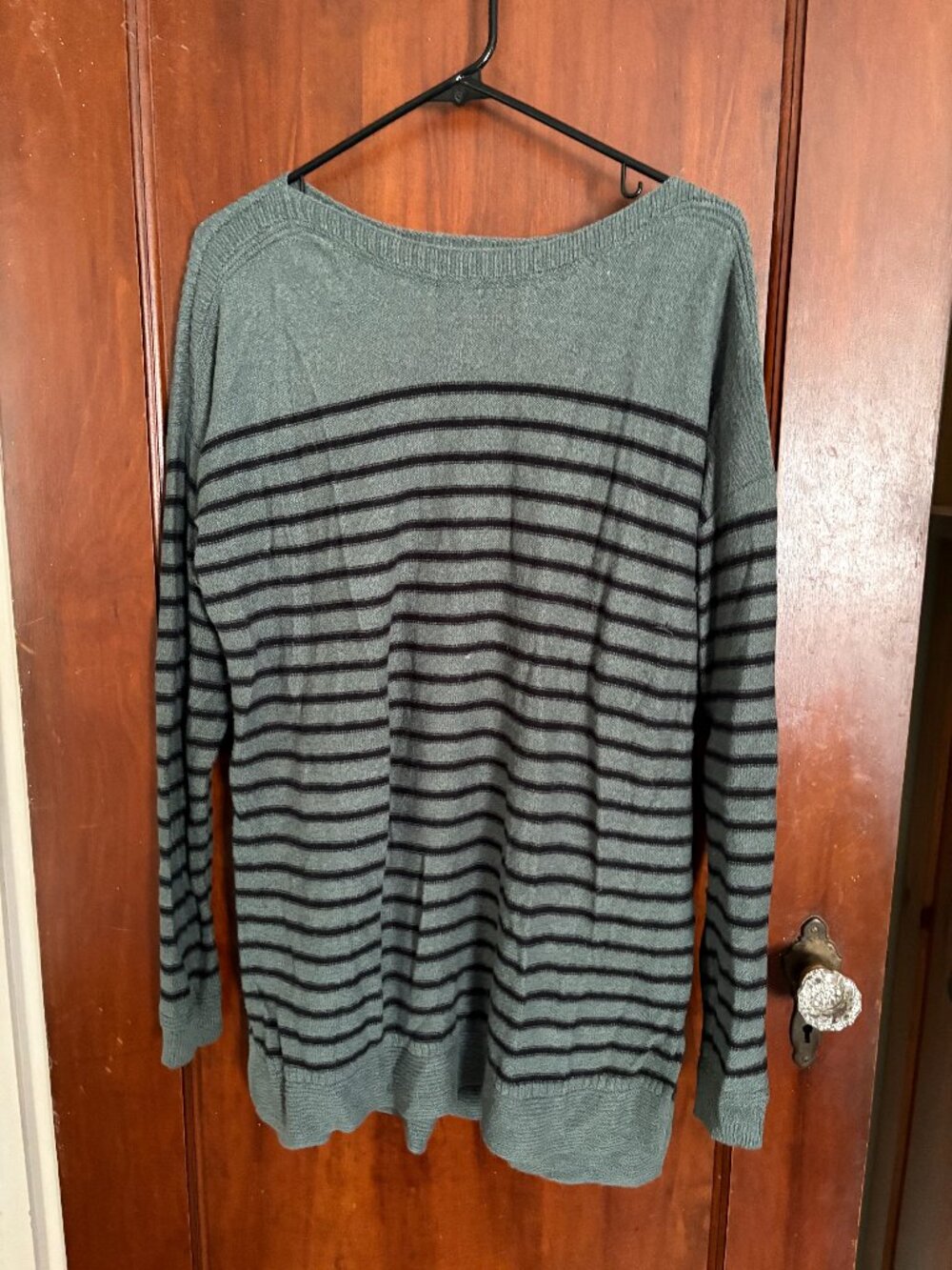 Green/Black Striped Boatneck Tunic Sweater, Old Navy, Size L